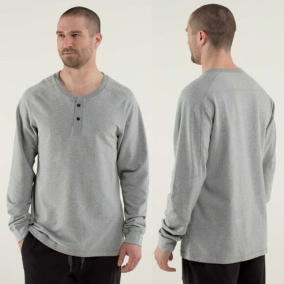 Lululemon All Town Henley Heathered Medium Gray / Ambient Gray - Picture 1 of 7